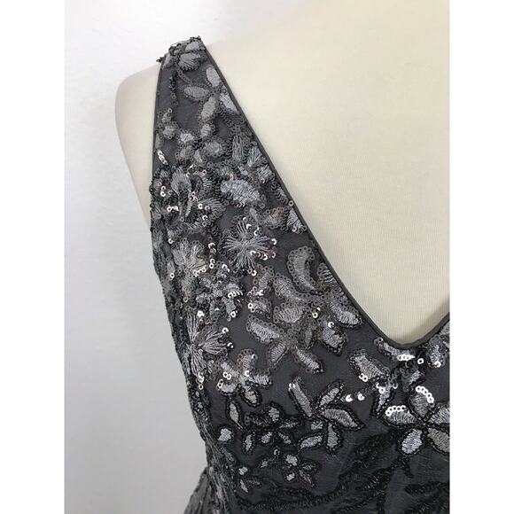 NWT Calvin Klein Floral Sequin Asymmetrical Dress size 6 Prom Wedding Guest - Picture 3 of 12
